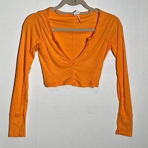 Urban Outfitters Out From Under Vibrant Orange Cropped Long Sleeve Small